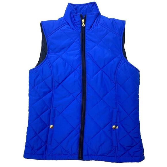 Lauren Ralph Lauren Blue Quilted Jacket Vest Women's Size Small Preppy - Picture 1 of 14